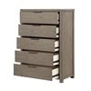 Delv Tall Dresser Chest | 5 Drawers | Chrome Edge Pulls | Light Gray
