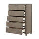 Delv Tall Dresser Chest | 5 Drawers | Chrome Edge Pulls | Light Gray