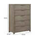 Delv Tall Dresser Chest | 5 Drawers | Chrome Edge Pulls | Light Gray