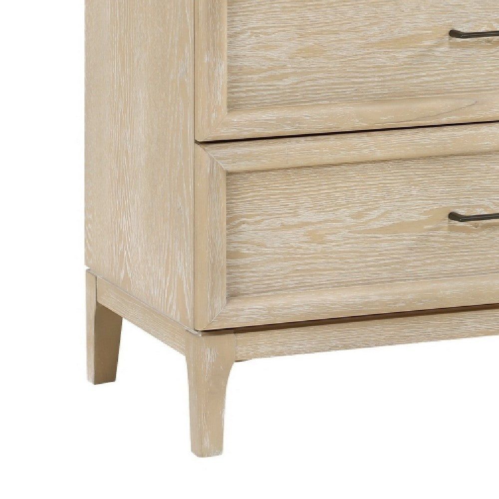 Ary Tall Dresser Chest | 5 Drawers | Black Bar Pulls | Light Brown