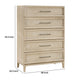 Ary Tall Dresser Chest | 5 Drawers | Black Bar Pulls | Light Brown