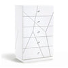 Oly Tall Dresser Chest | 5 Drawers | Glossy White Geometric Fronts