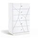 Oly Tall Dresser Chest | 5 Drawers | Glossy White Geometric Fronts