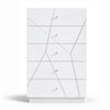 Oly Tall Dresser Chest | 5 Drawers | Glossy White Geometric Fronts
