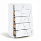 Oly Tall Dresser Chest | 5 Drawers | Glossy White Geometric Fronts