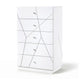 Oly Tall Dresser Chest | 5 Drawers | Glossy White Geometric Fronts