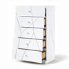Oly Tall Dresser Chest | 5 Drawers | Glossy White Geometric Fronts