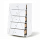 Oly Tall Dresser Chest | 5 Drawers | Glossy White Geometric Fronts