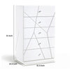Oly Tall Dresser Chest | 5 Drawers | Glossy White Geometric Fronts