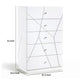 Oly Tall Dresser Chest | 5 Drawers | Glossy White Geometric Fronts