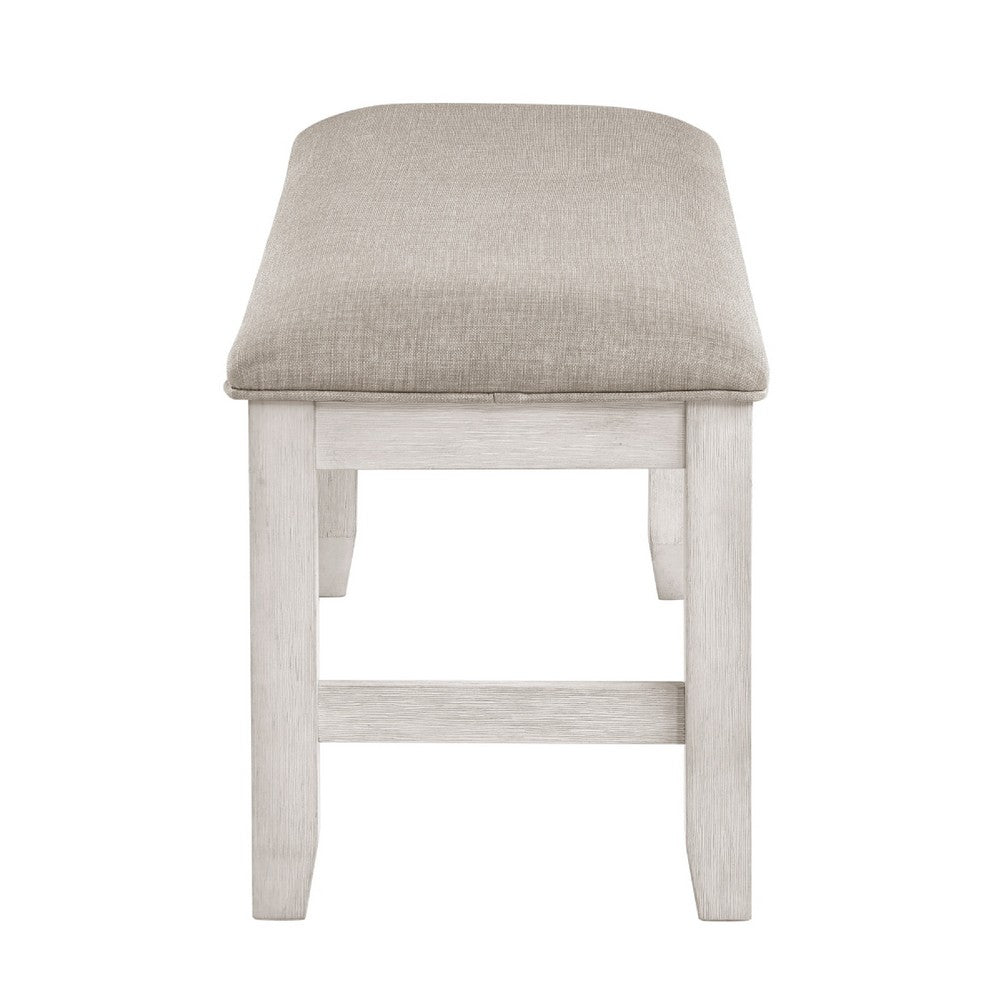 Vile Dining Bench | Light Gray Upholstery | Distressed White | 48"