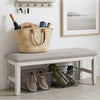 Vile Dining Bench | Light Gray Upholstery | Distressed White | 48"