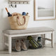 Vile Dining Bench | Light Gray Upholstery | Distressed White | 48"