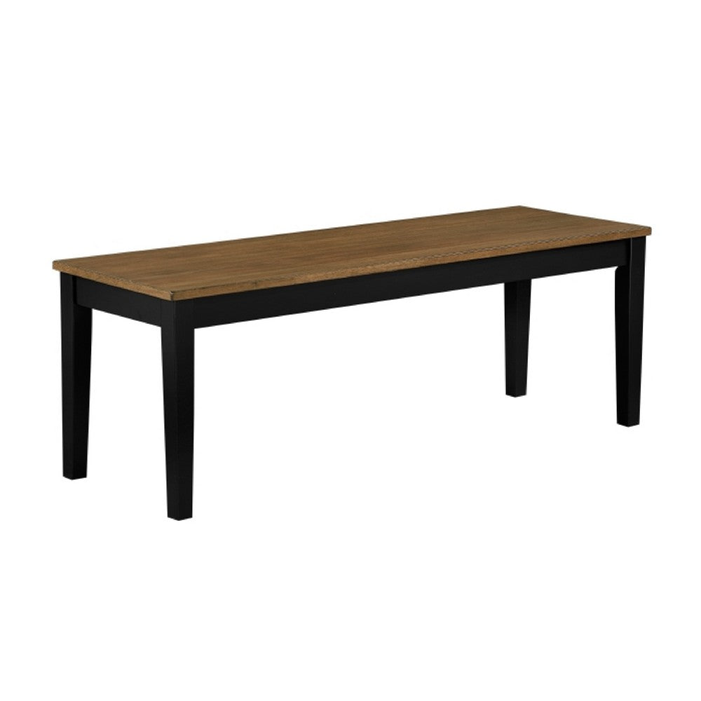 Teny Dining Bench | 48" Wide Brown Seat | Black Wood Frame