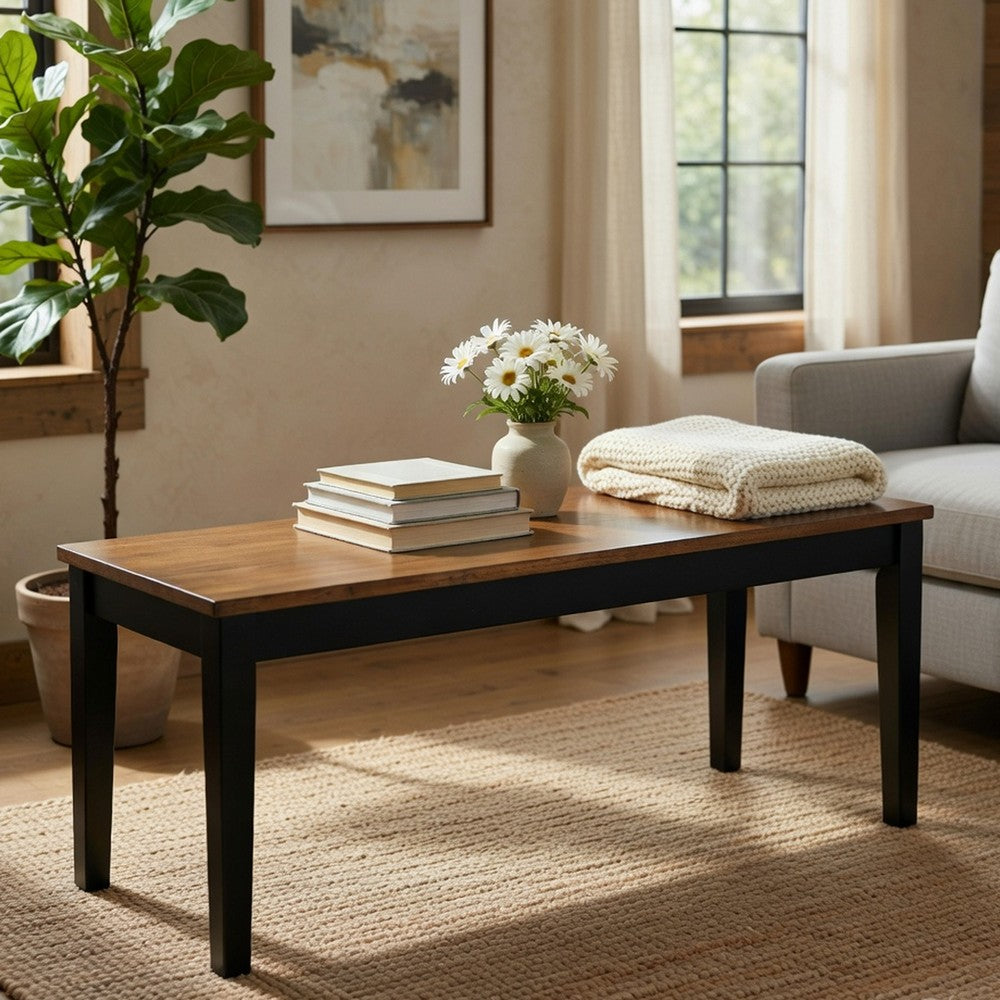 Teny Dining Bench | 48" Wide Brown Seat | Black Wood Frame