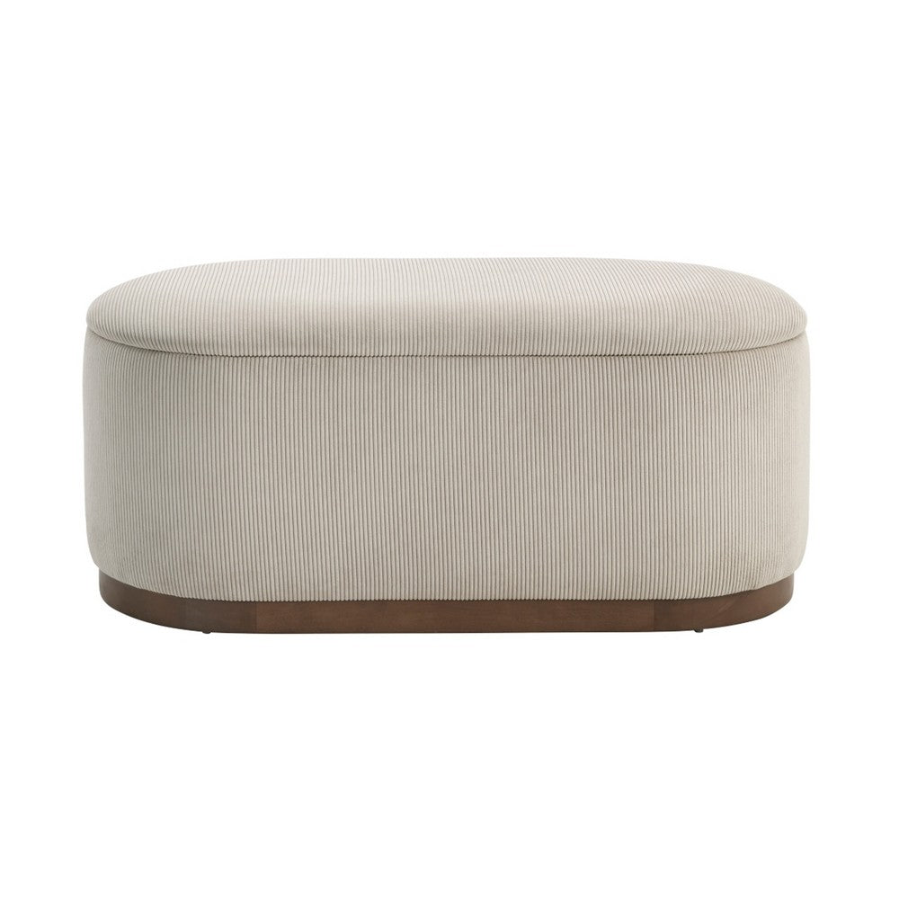 Sio Bench with Lift Top Storage | Taupe Corduroy Fabric | 43" Brown