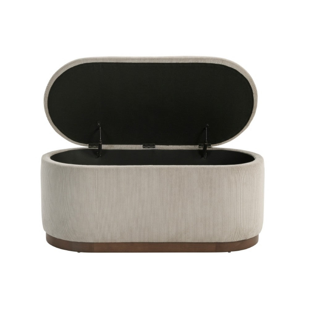 Sio Bench with Lift Top Storage | Taupe Corduroy Fabric | 43" Brown