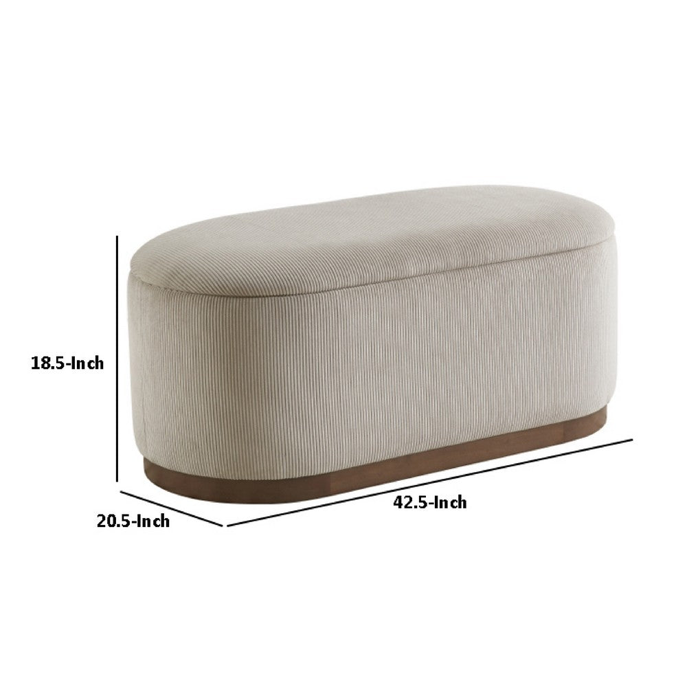 Sio Bench with Lift Top Storage | Taupe Corduroy Fabric | 43" Brown