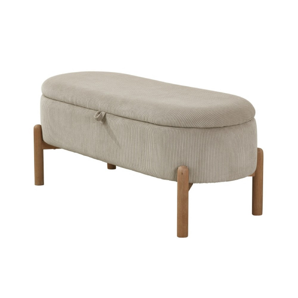 Mony Bench with Lift Top Storage | Taupe Corduroy | 43" Brown Frame