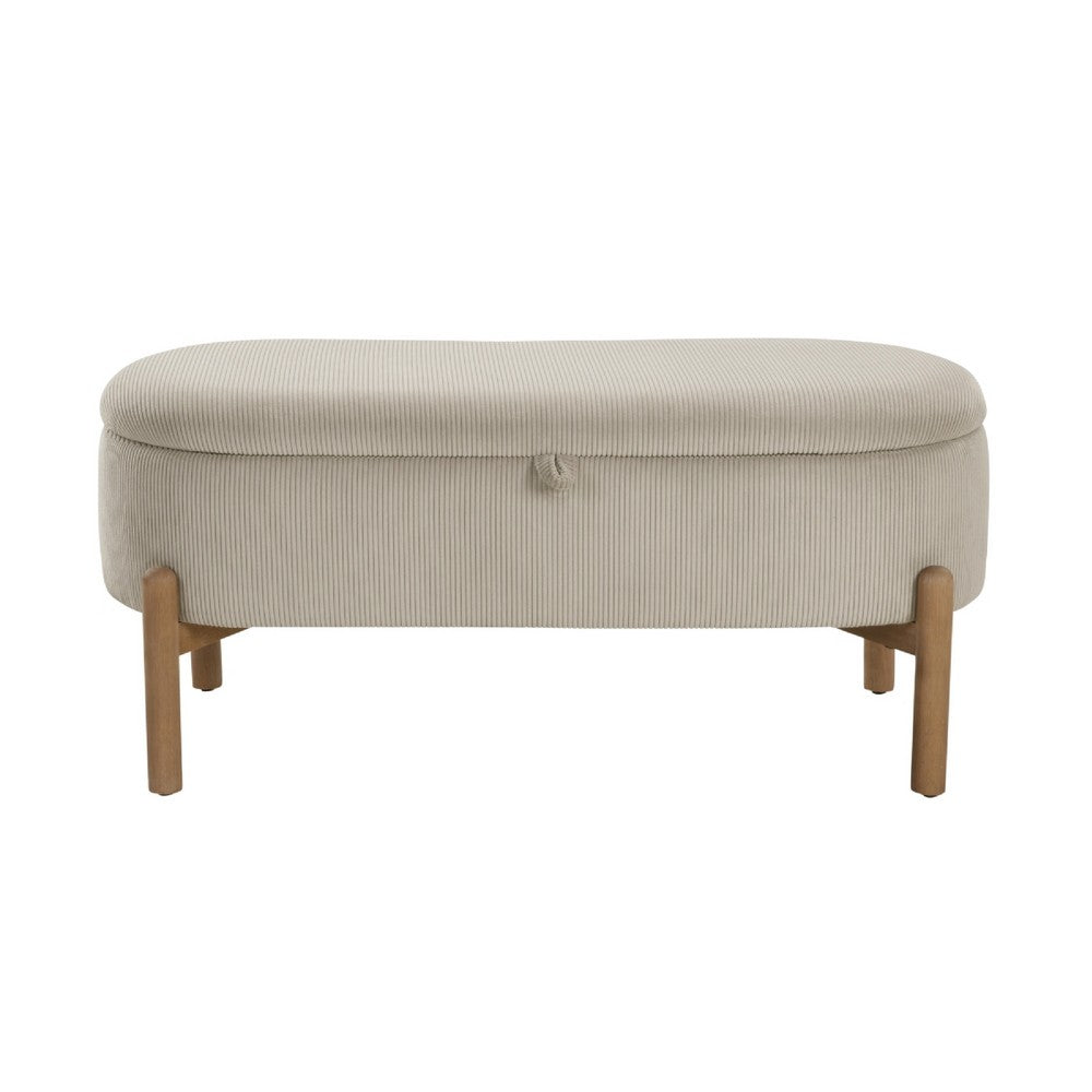 Mony Bench with Lift Top Storage | Taupe Corduroy | 43" Brown Frame
