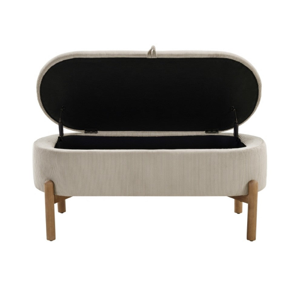 Mony Bench with Lift Top Storage | Taupe Corduroy | 43" Brown Frame