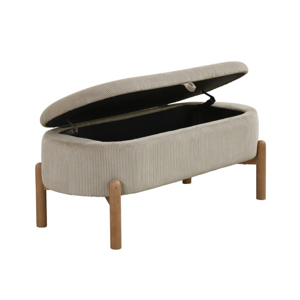 Mony Bench with Lift Top Storage | Taupe Corduroy | 43" Brown Frame