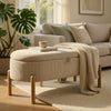 Mony Bench with Lift Top Storage | Taupe Corduroy | 43" Brown Frame