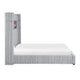 Feny Queen Size Bed w LED Fireplace | Gray Upholstered Wingback Headboard