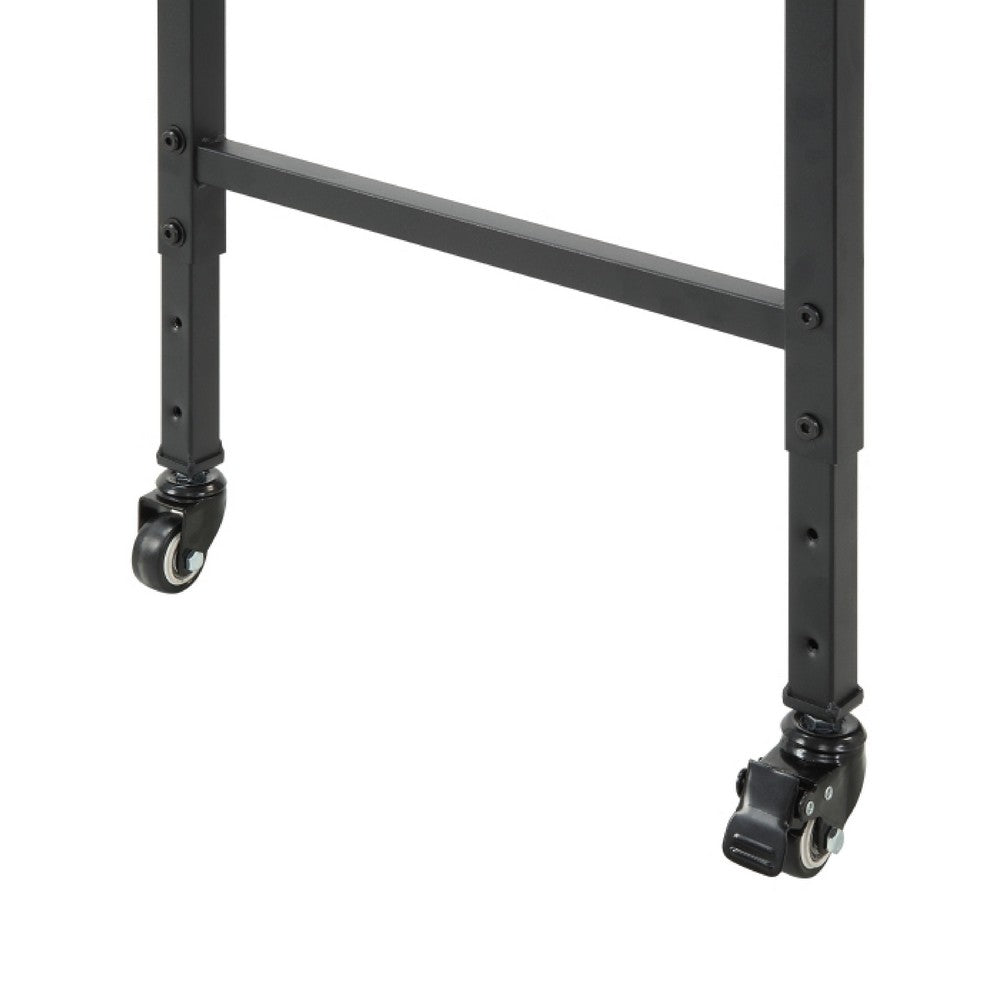 Sem Overbed Table on Wheels | 72" Rustic Brown Desk Top | Black Metal Frame