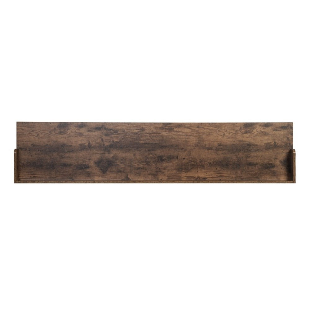 Sem Overbed Table on Wheels | 72" Rustic Brown Desk Top | Black Metal Frame