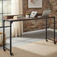 Sem Overbed Table on Wheels | 72" Rustic Brown Desk Top | Black Metal Frame