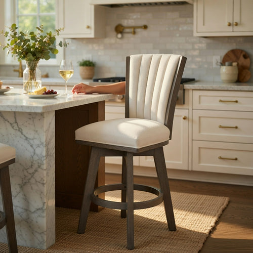 Core Swivel Counter Height Chair Set of 2 | Gray Velvet Flared Back