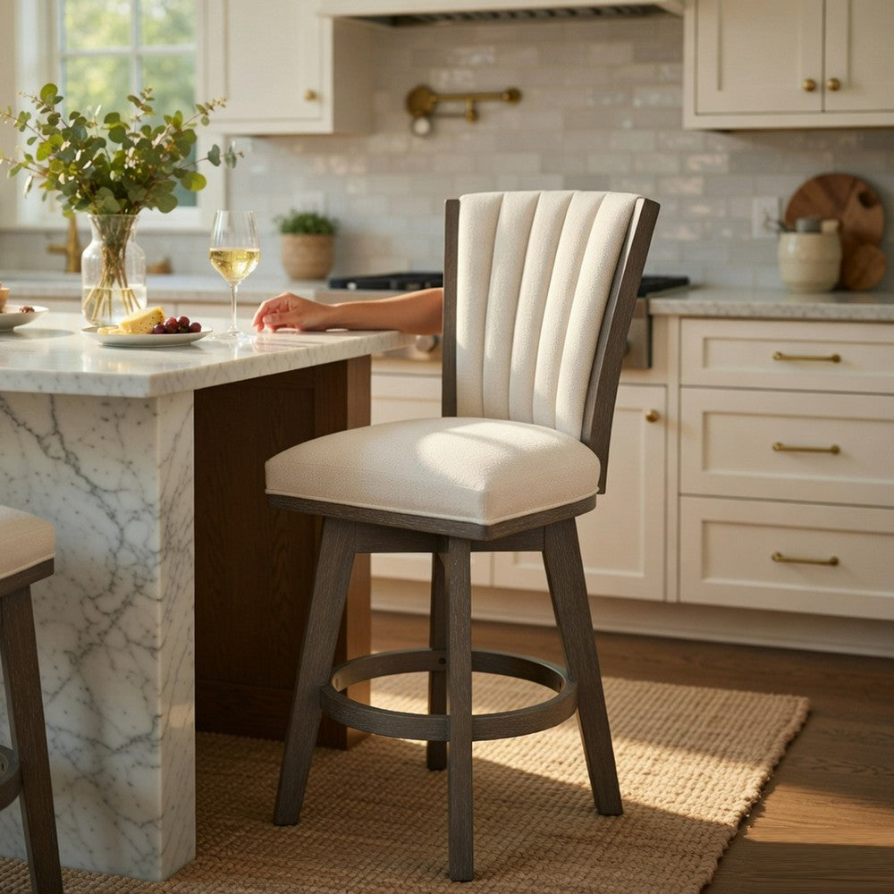 Core Swivel Counter Height Chair Set of 2 | Gray Velvet Flared Back
