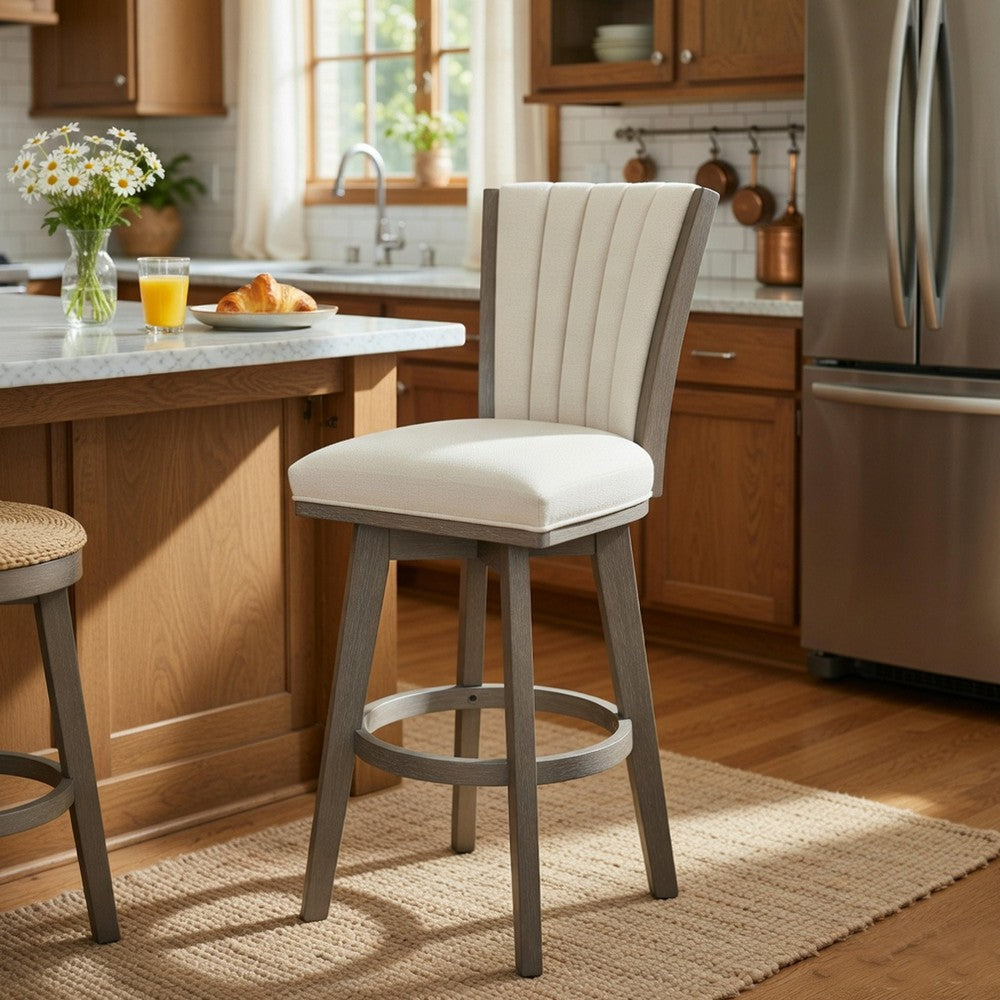 Core Swivel Pub Height Chair Bar Stool Set of 2 | Gray Velvet Flared Back