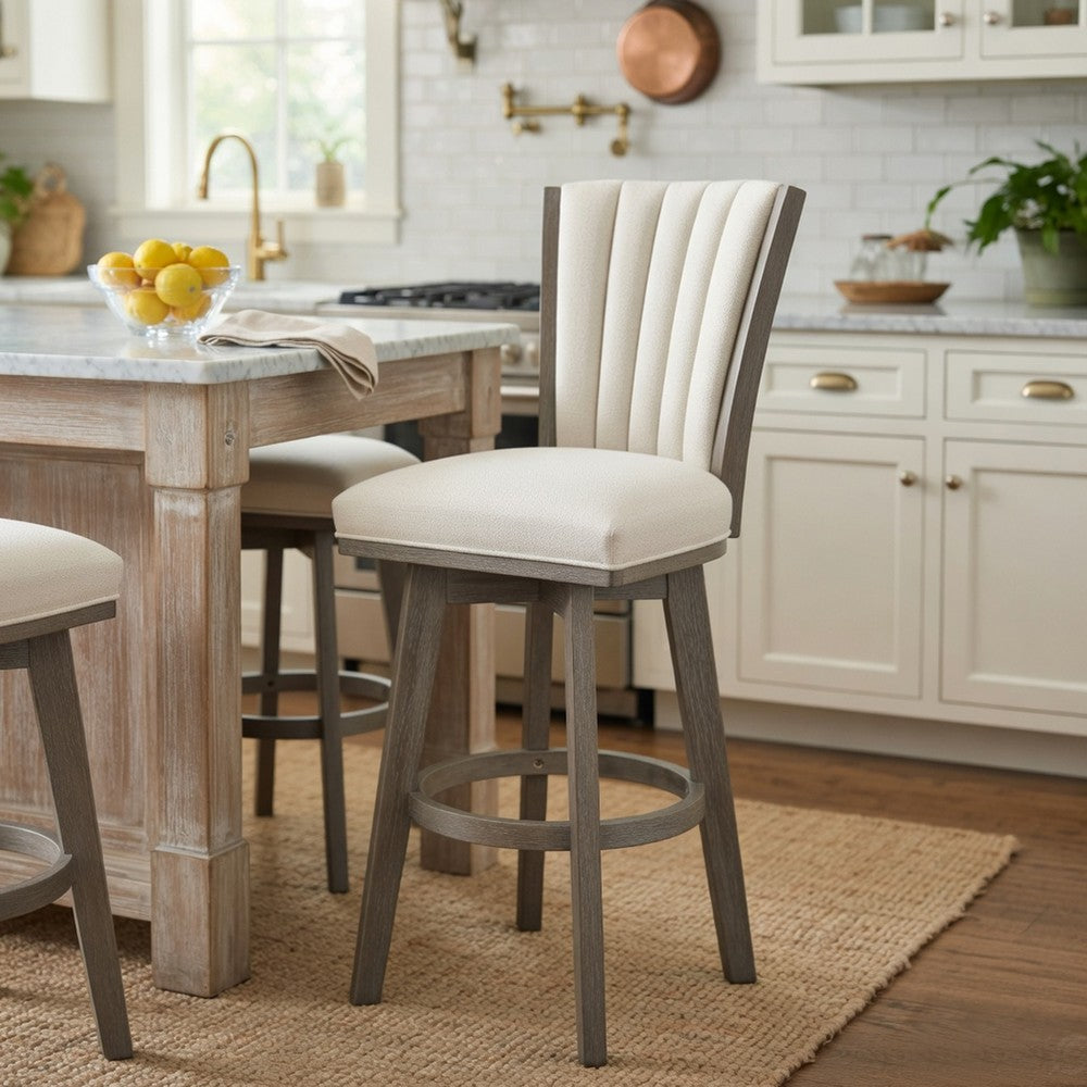 Core Swivel Pub Height Chair Bar Stool Set of 2 | Gray Velvet Flared Back