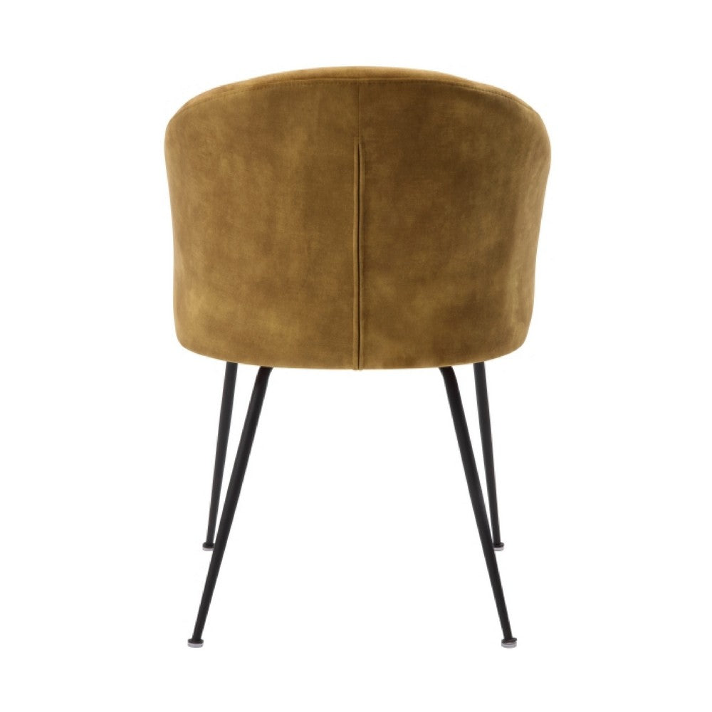 Salie Dining Chair Set of 2 | Curved Back | Mustard Yellow Velvet | Black