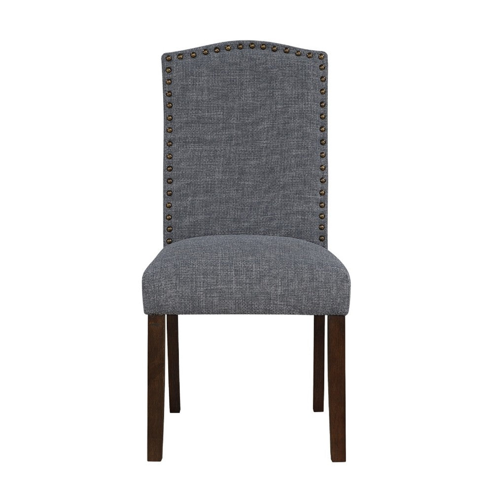 Keya Dining Side Chair Set of 2 | Gray Polyester | Wire Brushed Brown