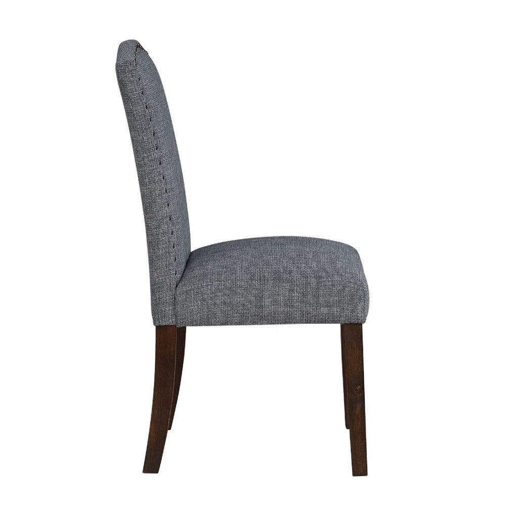Keya Dining Side Chair Set of 2 | Gray Polyester | Wire Brushed Brown
