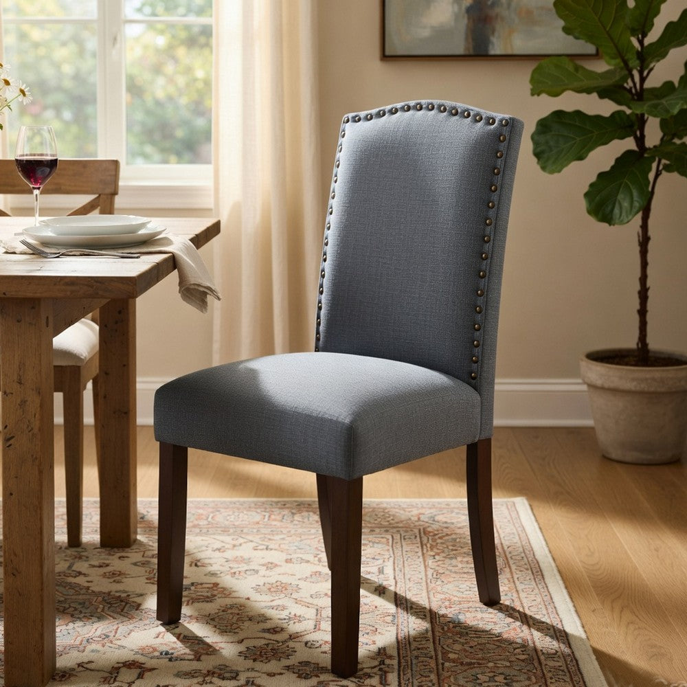 Keya Dining Side Chair Set of 2 | Gray Polyester | Wire Brushed Brown