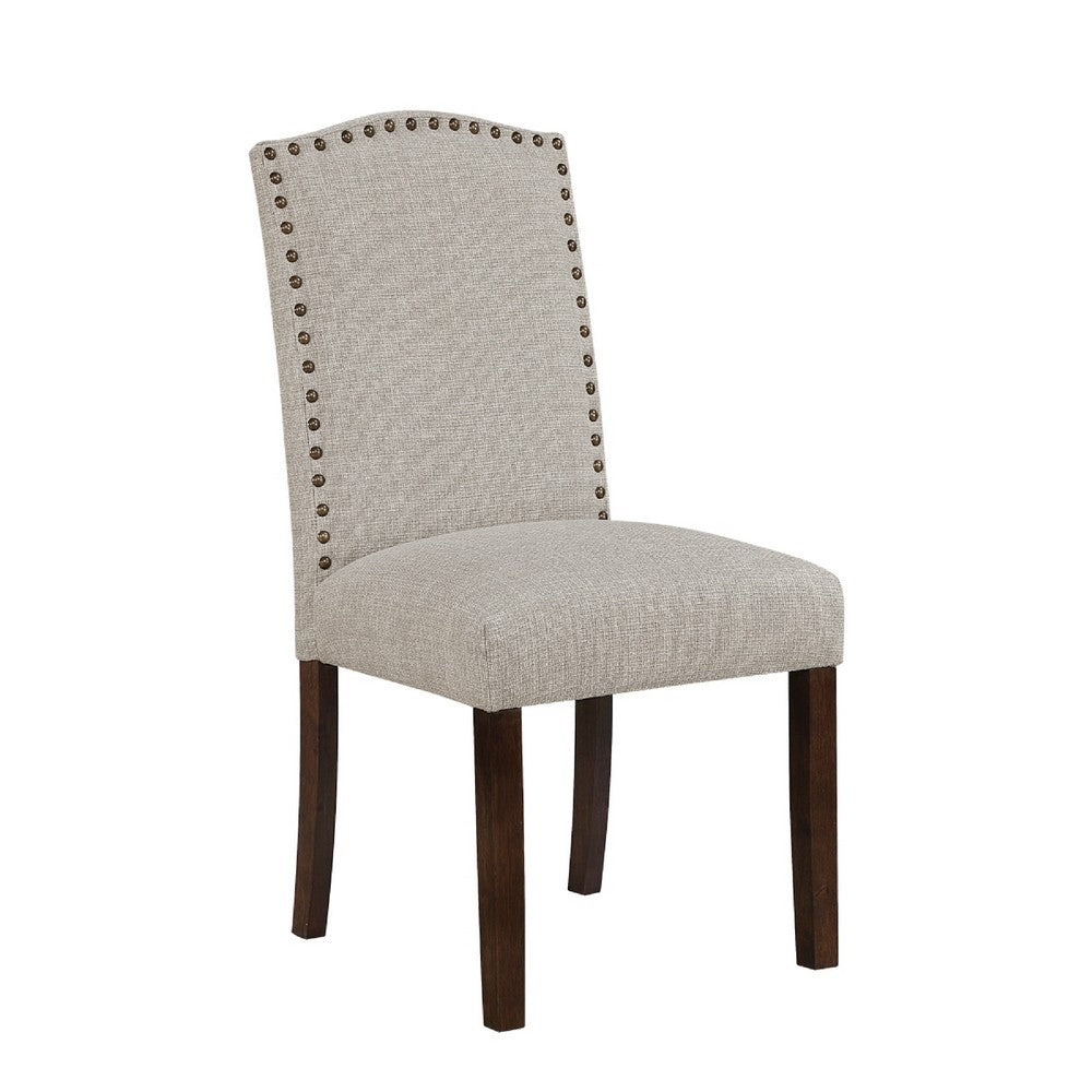 Keya Dining Side Chair Set of 2 | Taupe Polyester | Wire Brushed Brown