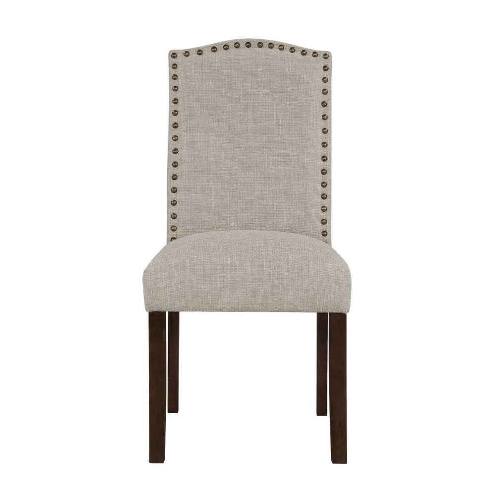 Keya Dining Side Chair Set of 2 | Taupe Polyester | Wire Brushed Brown