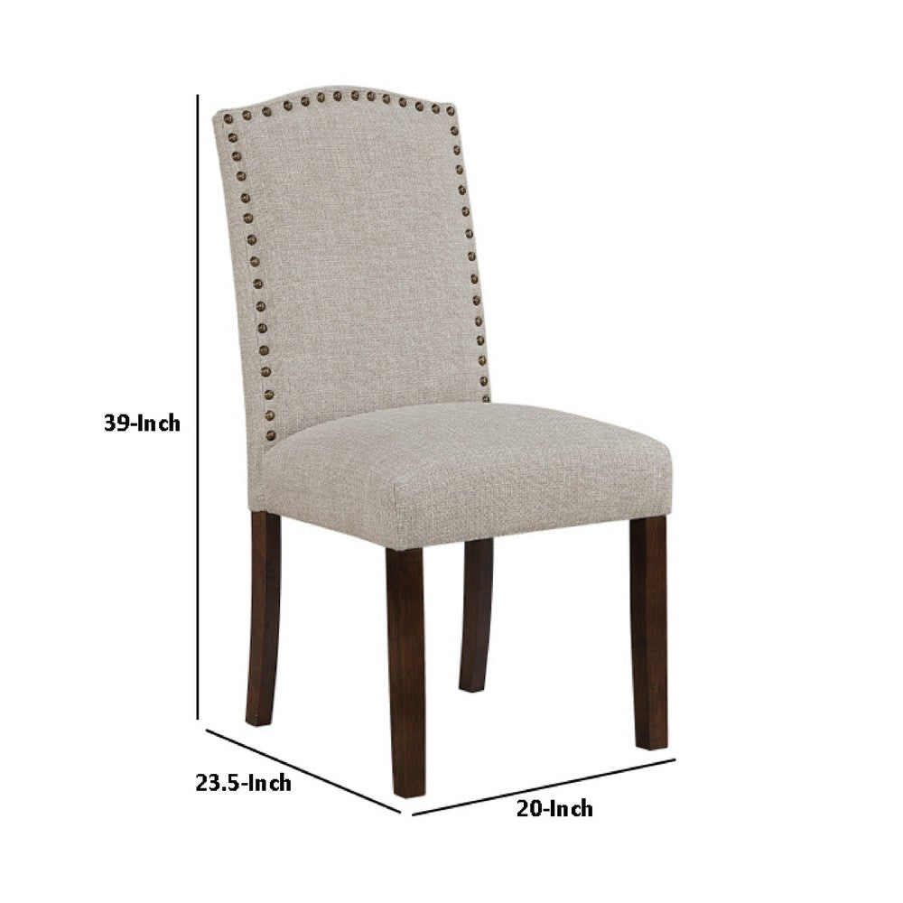 Keya Dining Side Chair Set of 2 | Taupe Polyester | Wire Brushed Brown