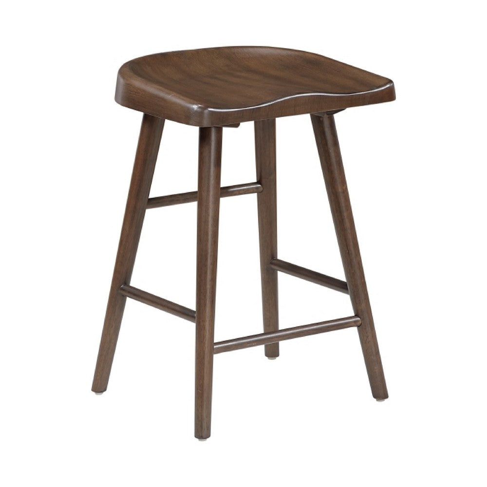 Vira 24" Counter Height Stool Set of 2 | Saddle Seat | Brown Wood