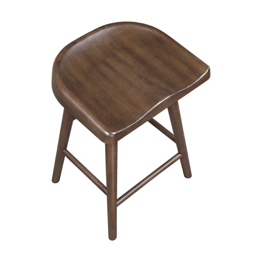 Vira 24" Counter Height Stool Set of 2 | Saddle Seat | Brown Wood