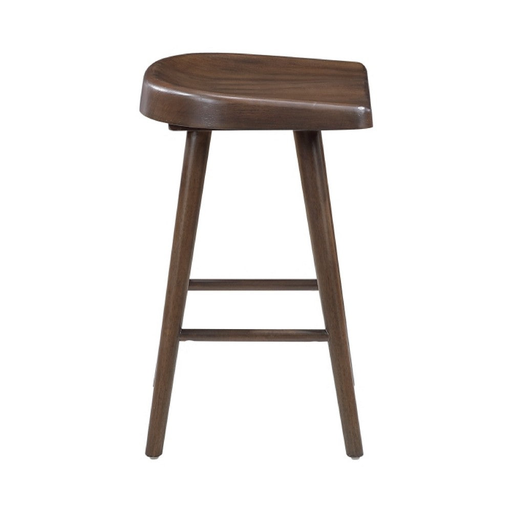 Vira 24" Counter Height Stool Set of 2 | Saddle Seat | Brown Wood