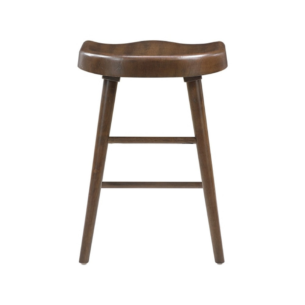 Vira 24" Counter Height Stool Set of 2 | Saddle Seat | Brown Wood