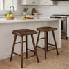 Vira 24" Counter Height Stool Set of 2 | Saddle Seat | Brown Wood