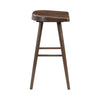 Vira 30" Bar Height Stool Set of 2 | Saddle Seat w Footrest | Brown Wood
