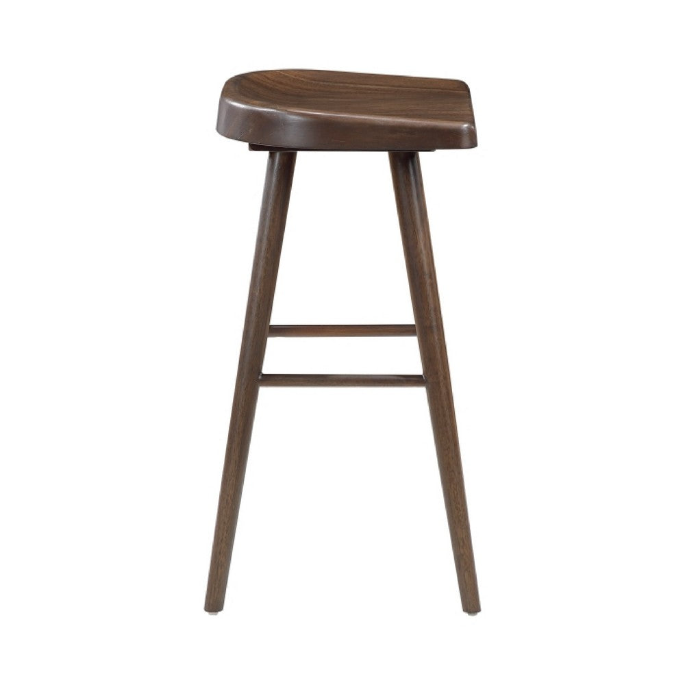 Vira 30" Bar Height Stool Set of 2 | Saddle Seat w Footrest | Brown Wood
