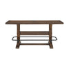 Vira Counter Height Table | Trestle Base | Metal Footrest | Brown Wood 78"